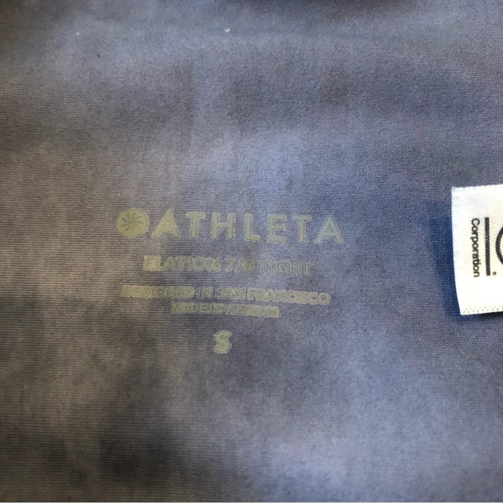 EUC✨ ATHLETA women's small blue Elation 7/8 yoga Tights Tie Dye Watercolor - Picture 5 of 11